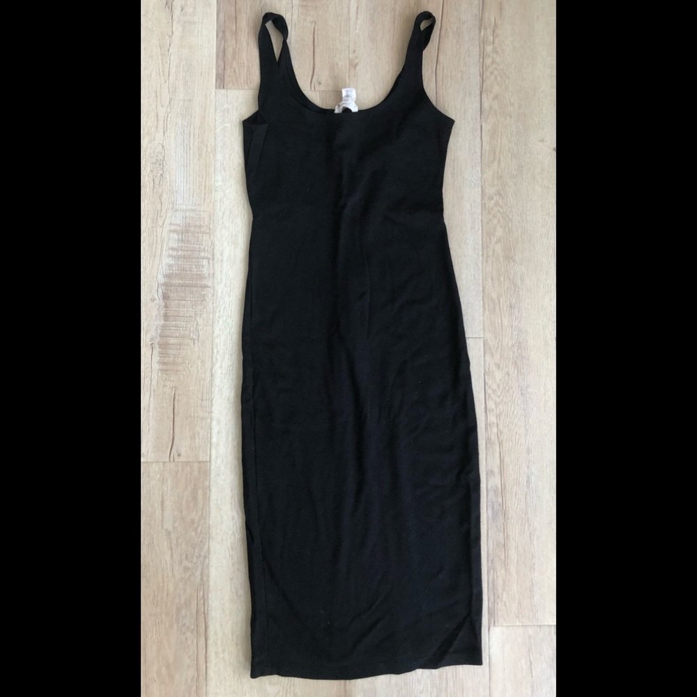 Black midi body con dress